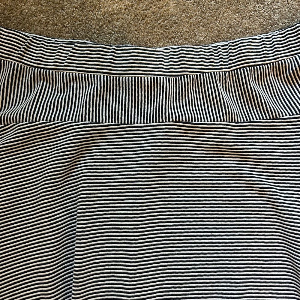 NY Collection Black and White Striped A-Line Skirt - Picture 2 of 5